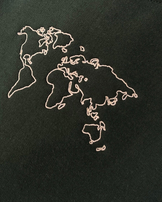 World Map Embroidered T-shirt
