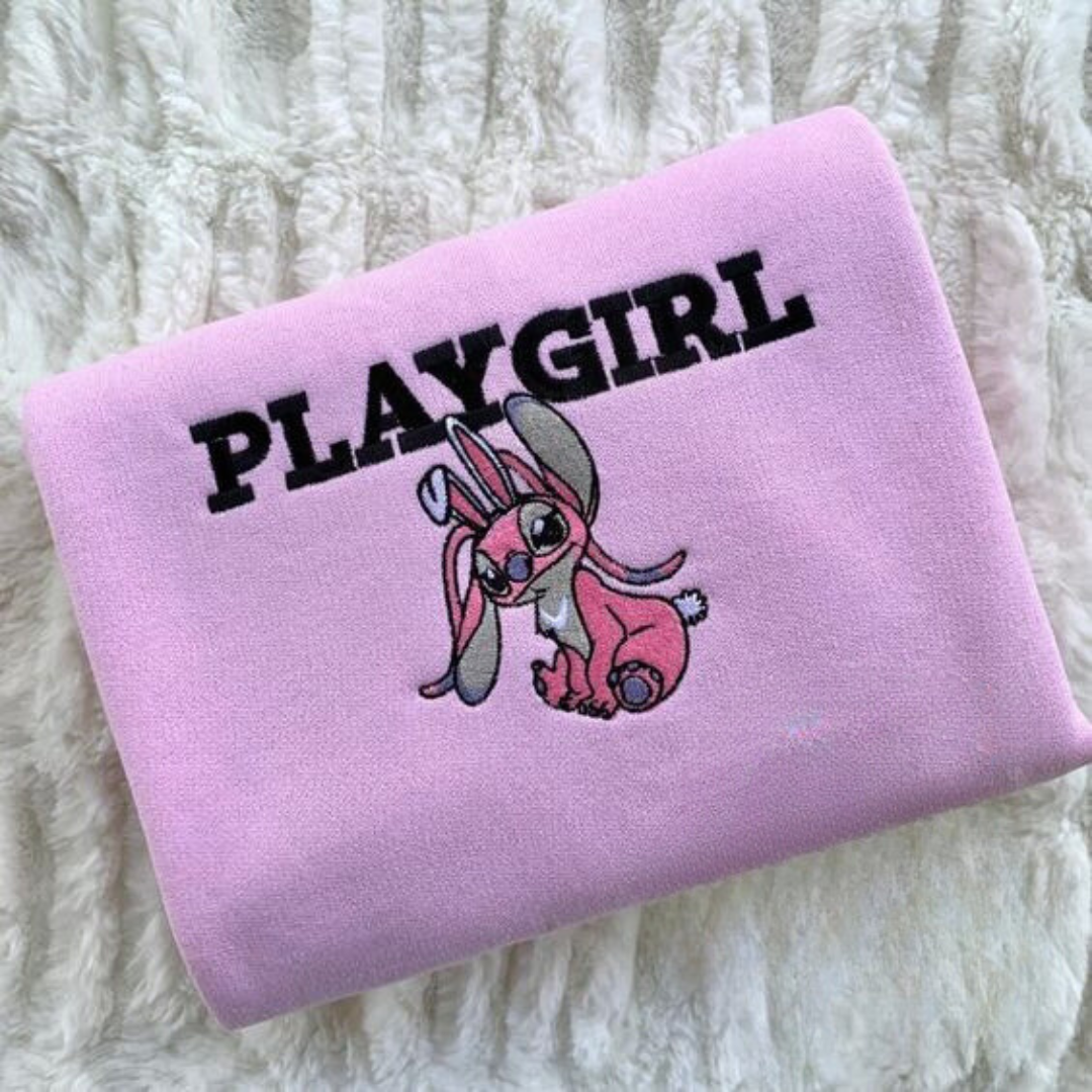 Stitch Play Boy x Angel Play Girl Embroidered kids hoodie