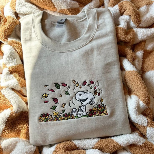 Snoopy Dog Embroidered Crewneck