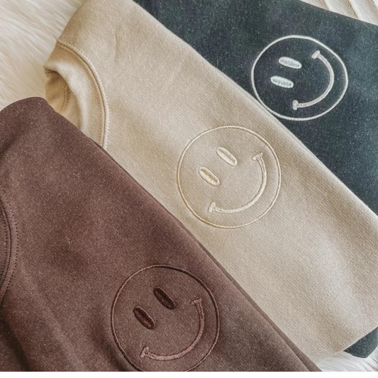 Happy face Embroidered crewneck