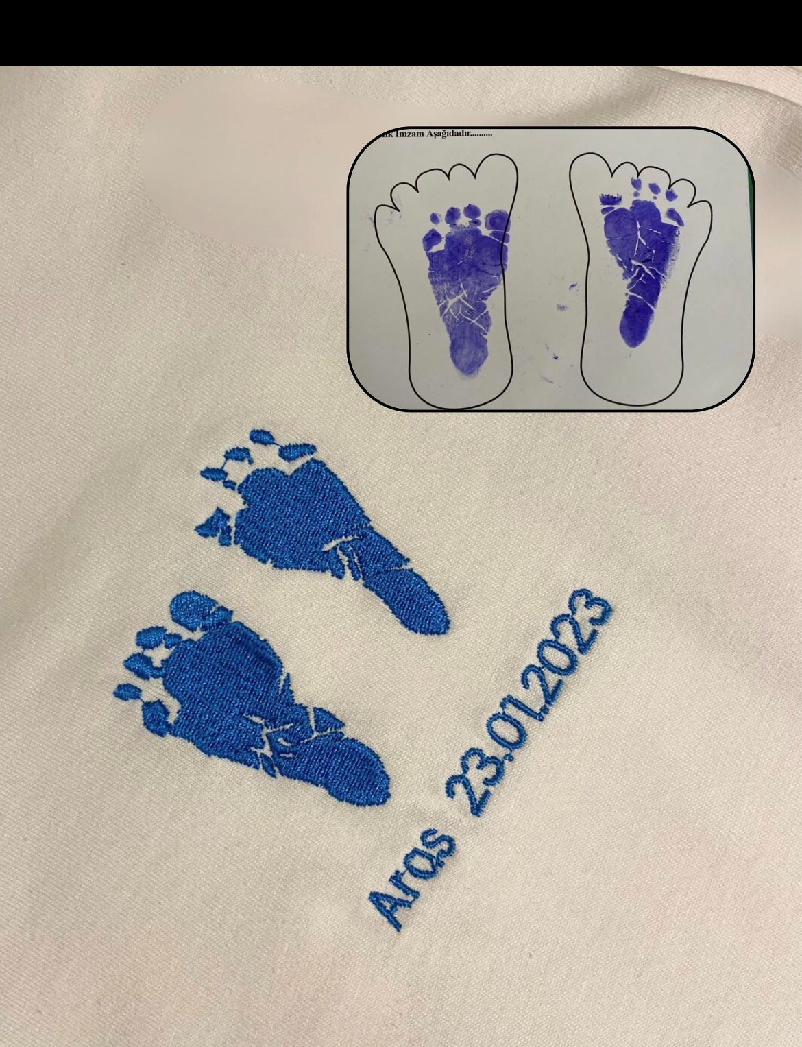 Special handwriting / Art work embroidered on a T-shirt