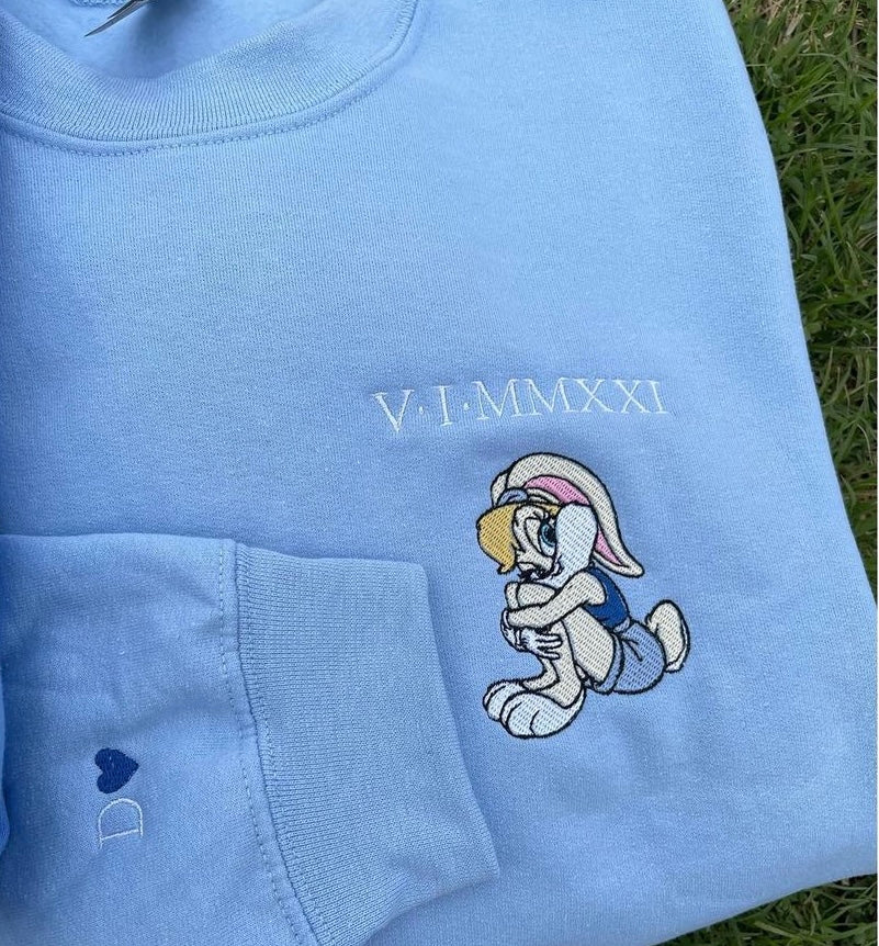Custom Roman Numeral Bunny X Lola embroidered Crewneck