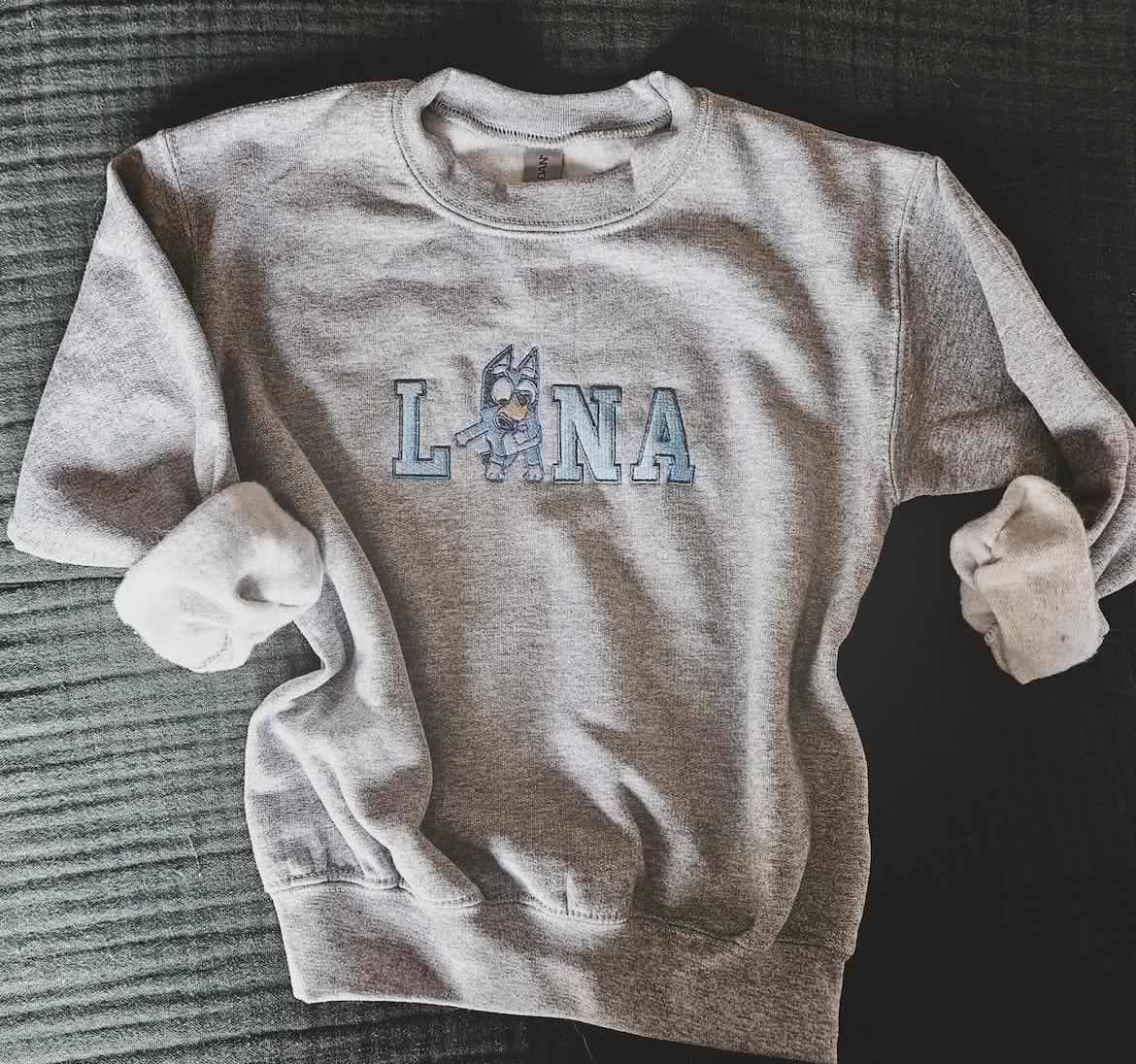 Custom child’s name Embroidered hoodie with character