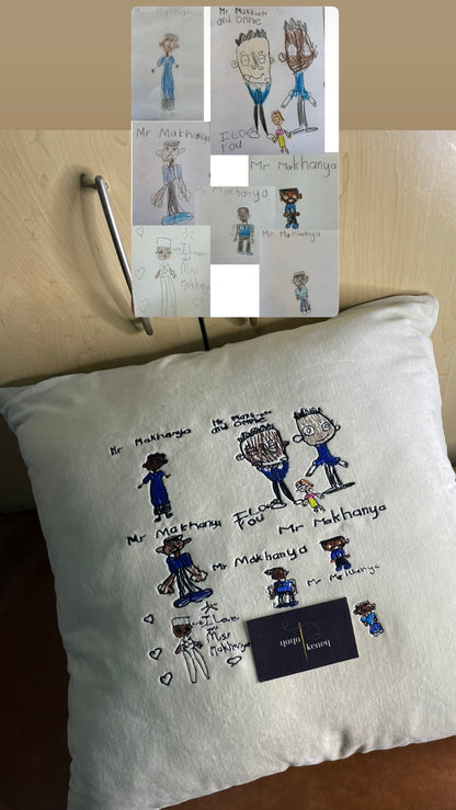 Custom Embroidered Photo Pillow | Personalized Portrait Cushion Cover