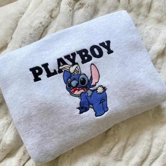 Stitch Play Boy x Angel Play Girl Embroidered kids hoodie