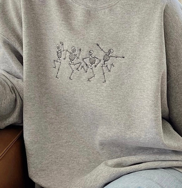 Dancing Skeletons embroidered Crewneck