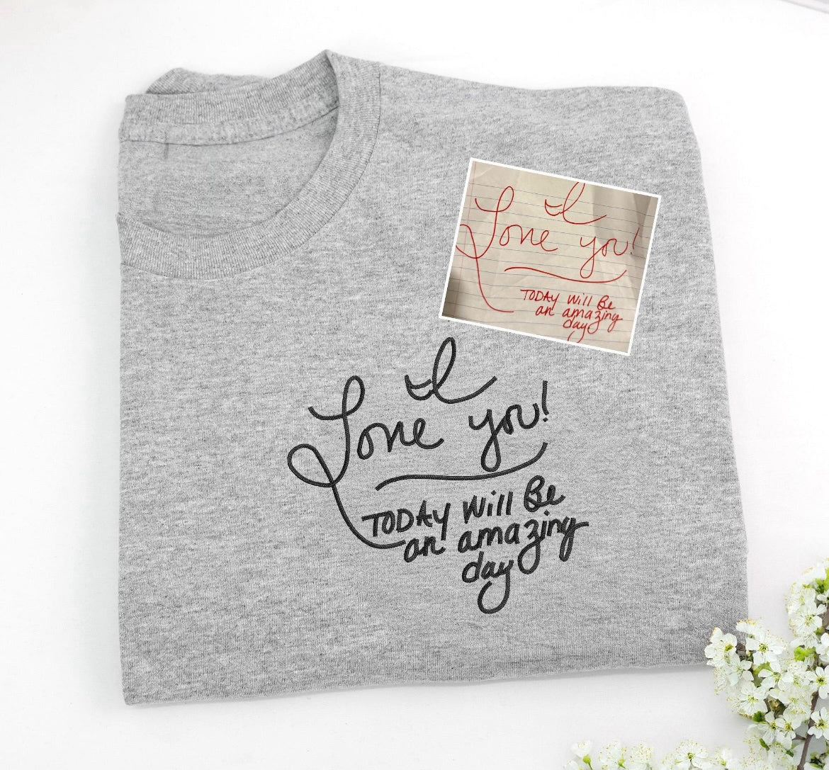 Custom Handwriting/ Note Embroidered T-Shirts