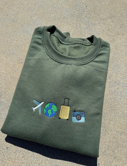 Travel embroidered Crewneck