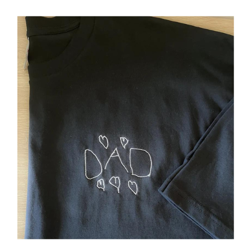 Special handwriting / Art work embroidered on a T-shirt