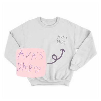 Kids drawings custom embroidery on a Crewneck