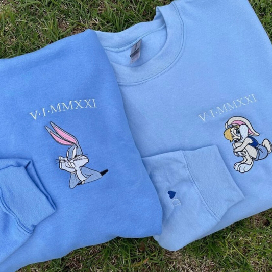 Custom Roman Numeral Bunny X Lola embroidered Crewneck