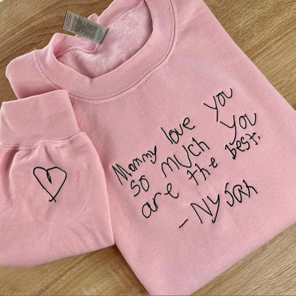 Kids drawings custom embroidery on a Crewneck