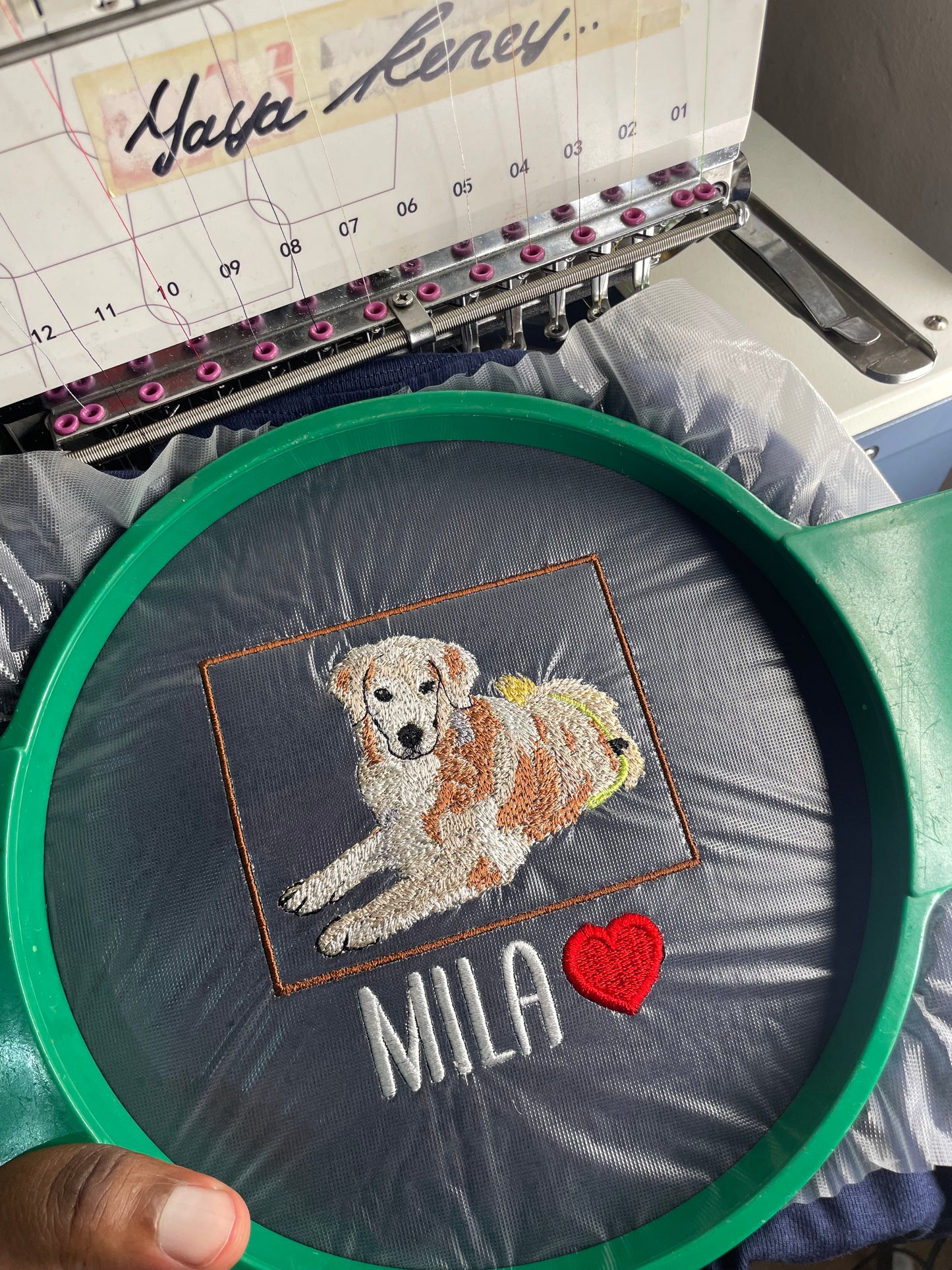 Custom Embroidered Pet Portrait T-Shirt – Personalized Dog or Cat Photo Stitch with Name