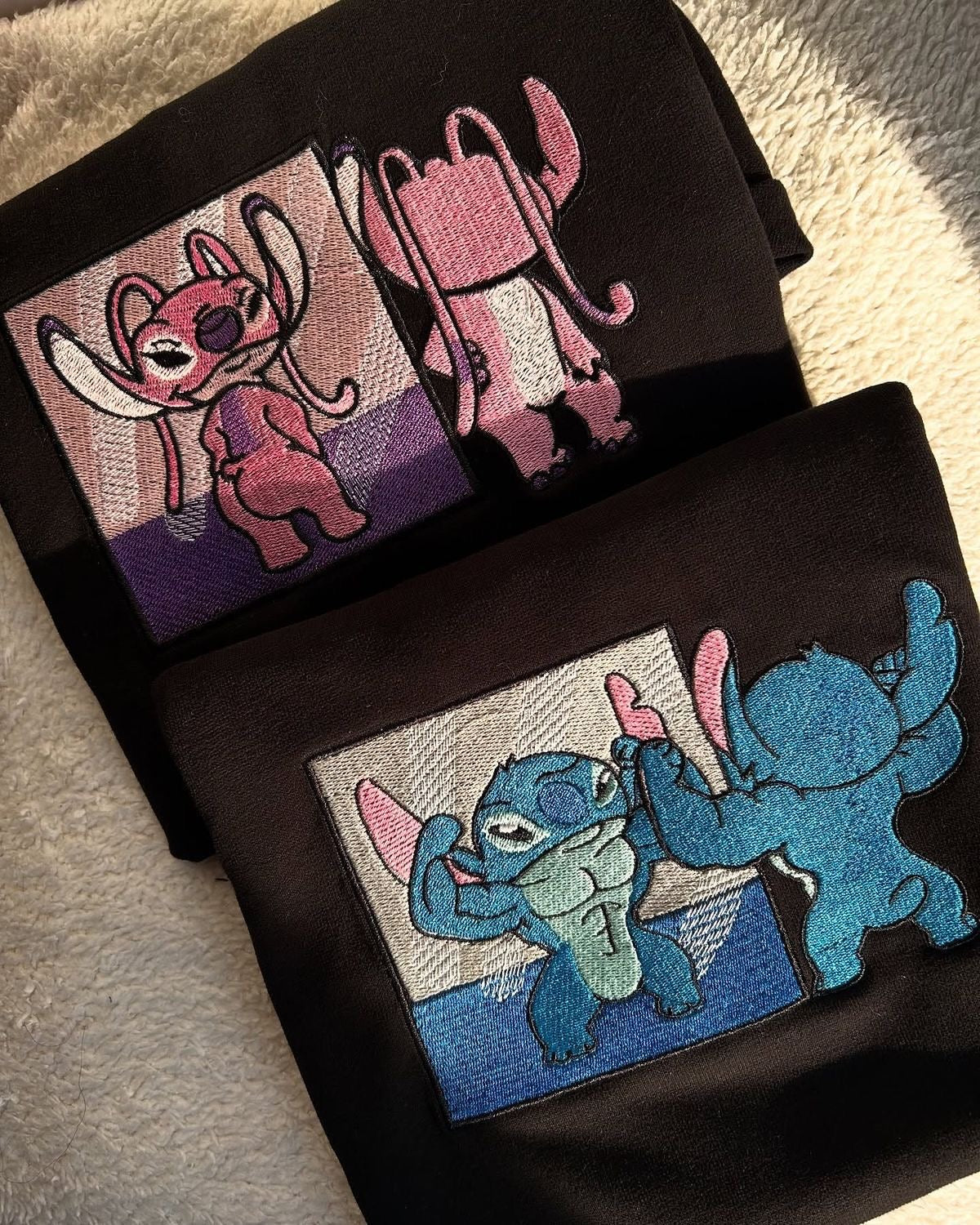 Custom Stitch & Angel Cartoon Gym Embroidered Sweater