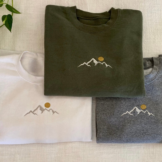 ￼ mountain and Sun embroidery Crewneck