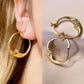 Gold Moon Face hoop earrings