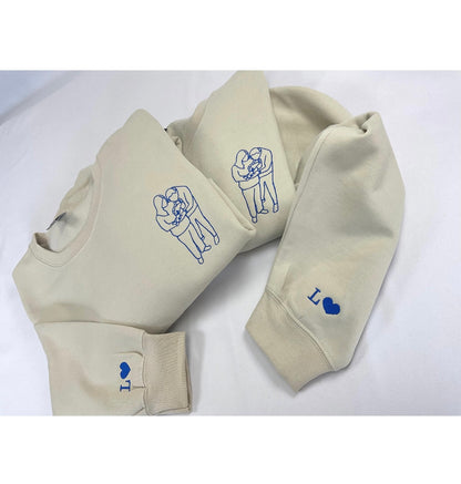 Custom Line Art Embroidered Portrait Sweater | Upload Your Photo