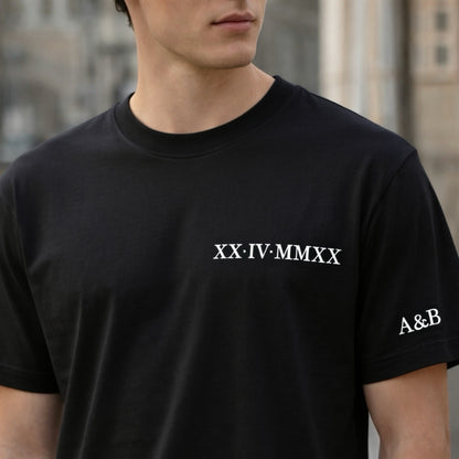 Custom Roman Numeral Embroidered T-Shirts