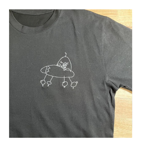 Special handwriting / Art work embroidered on a T-shirt