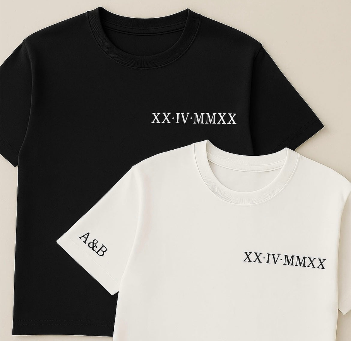 Custom Roman Numeral Embroidered T-Shirts