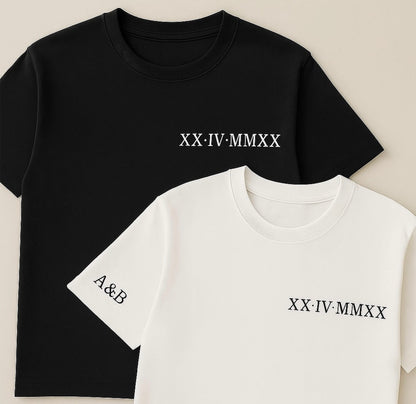 Custom Roman Numeral Embroidered T-Shirts