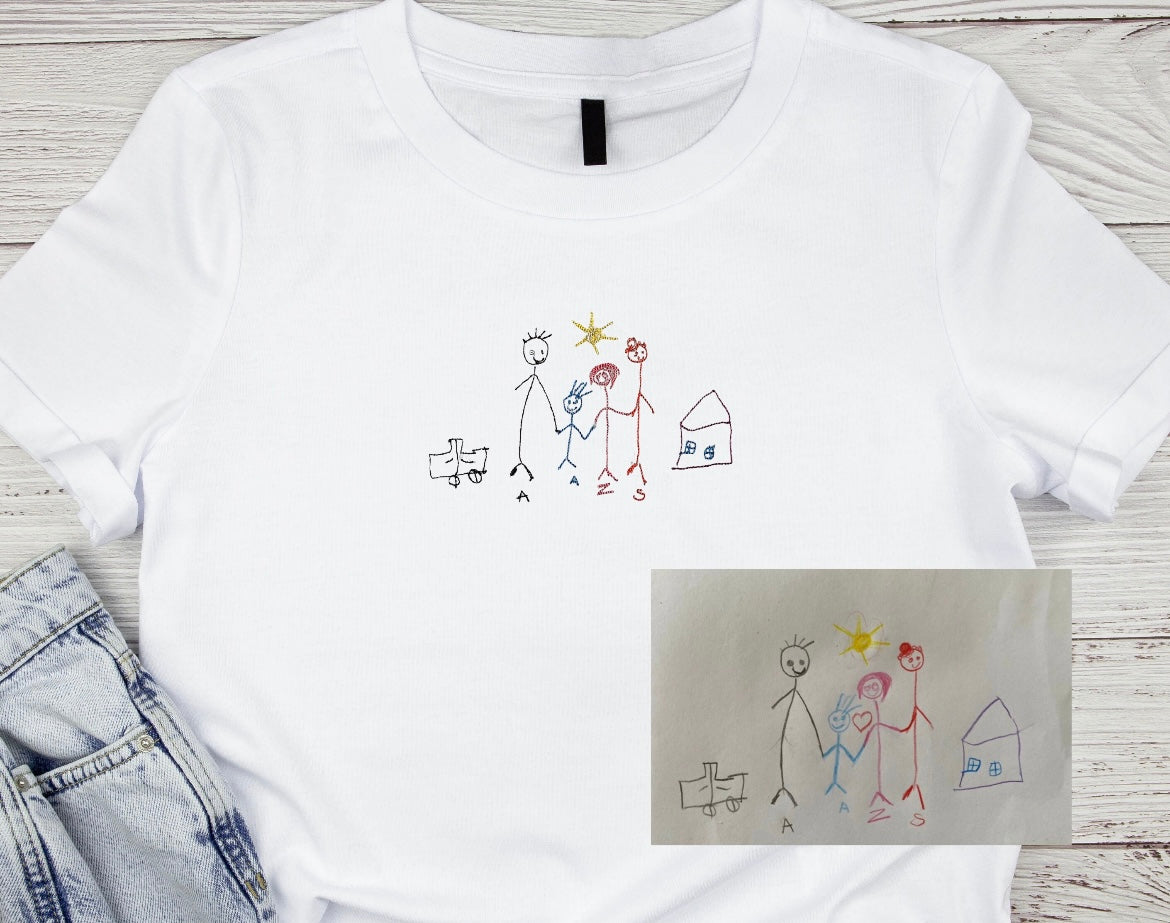 Special handwriting / Art work embroidered on a T-shirt