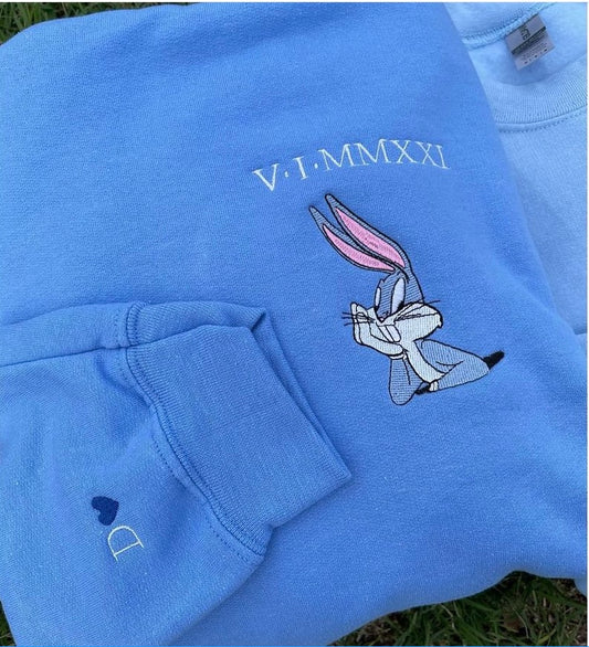 Custom Roman Numeral Bunny X Lola embroidered Crewneck