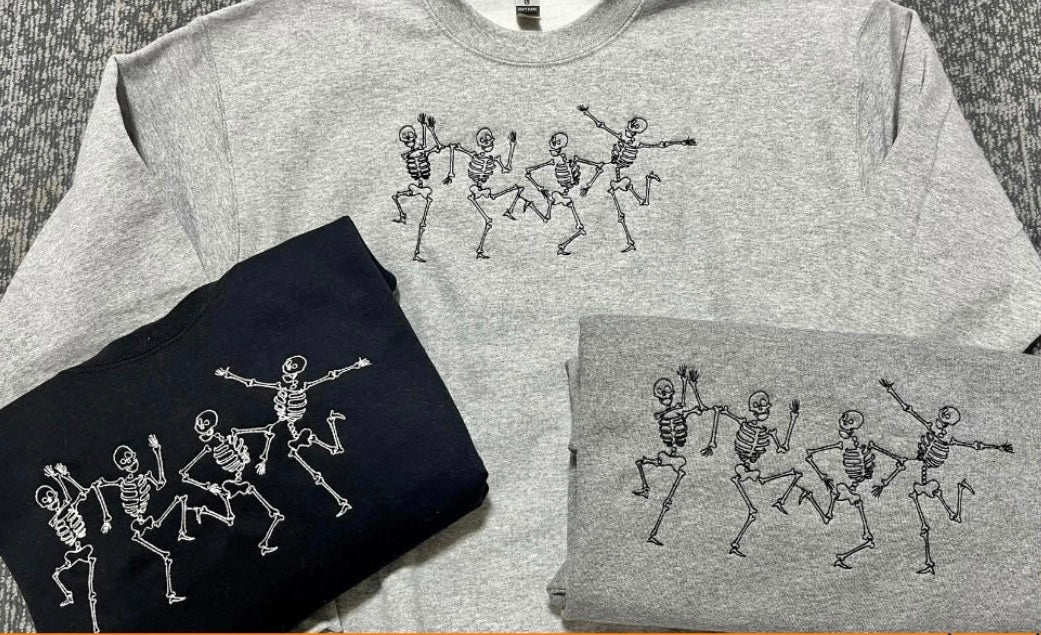 Dancing Skeletons embroidered Crewneck