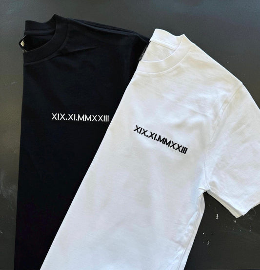 Custom Roman Numeral Embroidered T-Shirts