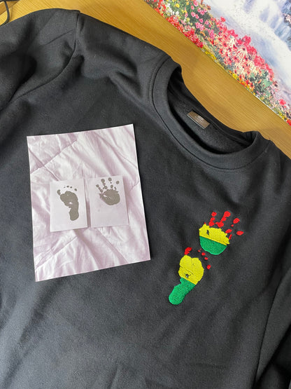 Kids drawings custom embroidery on a Crewneck