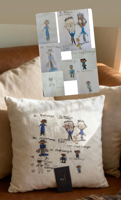 Custom Embroidered Photo Pillow | Personalized Portrait Cushion Cover