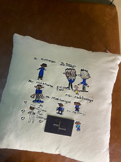 Custom Embroidered Photo Pillow | Personalized Portrait Cushion Cover