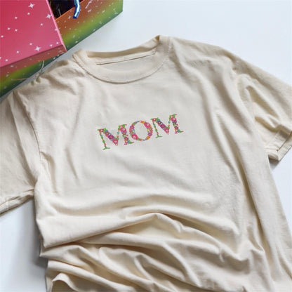 Custom Embroidered Mama T-Shirt | Floral Personalized Shirt | Mother’s Gift