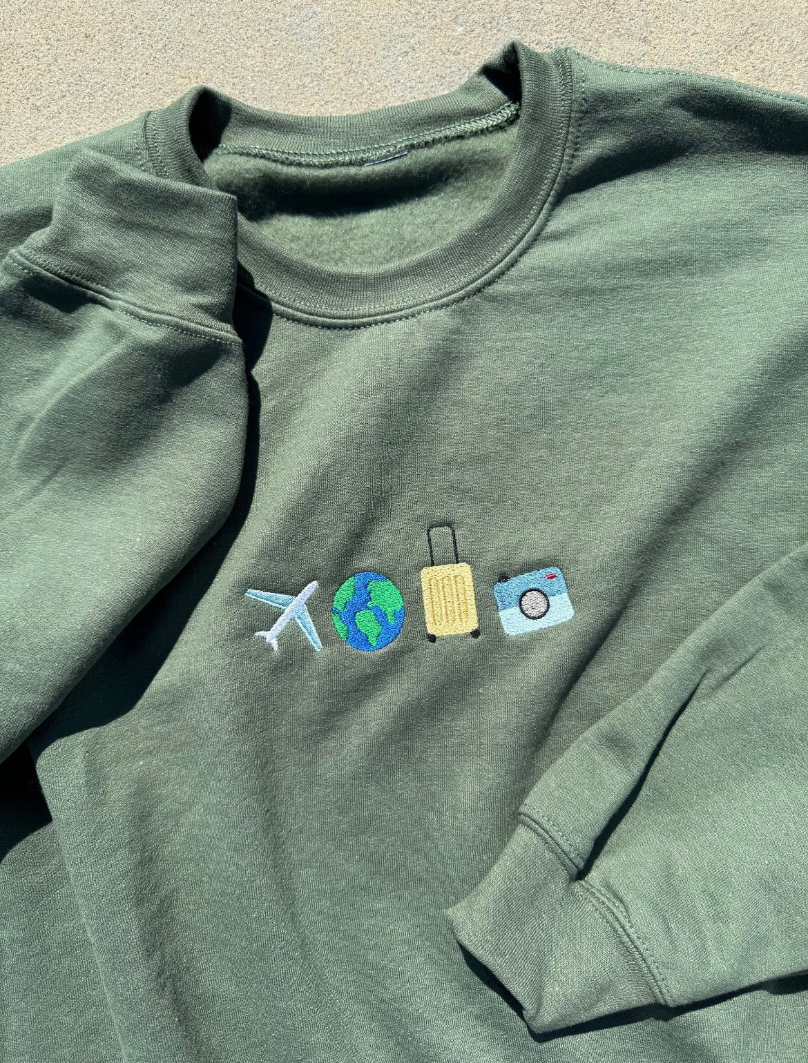 Travel embroidered Crewneck