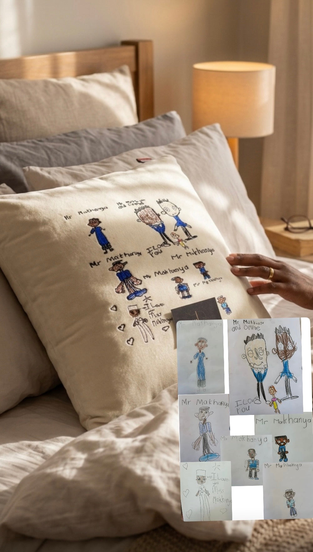 Custom Embroidered Photo Pillow | Personalized Portrait Cushion Cover