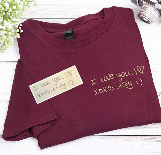 Custom Handwriting/ Note Embroidered T-Shirts