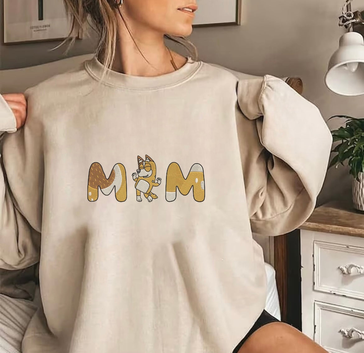 Embroidered  Bluey MoM and DaD Crewneck