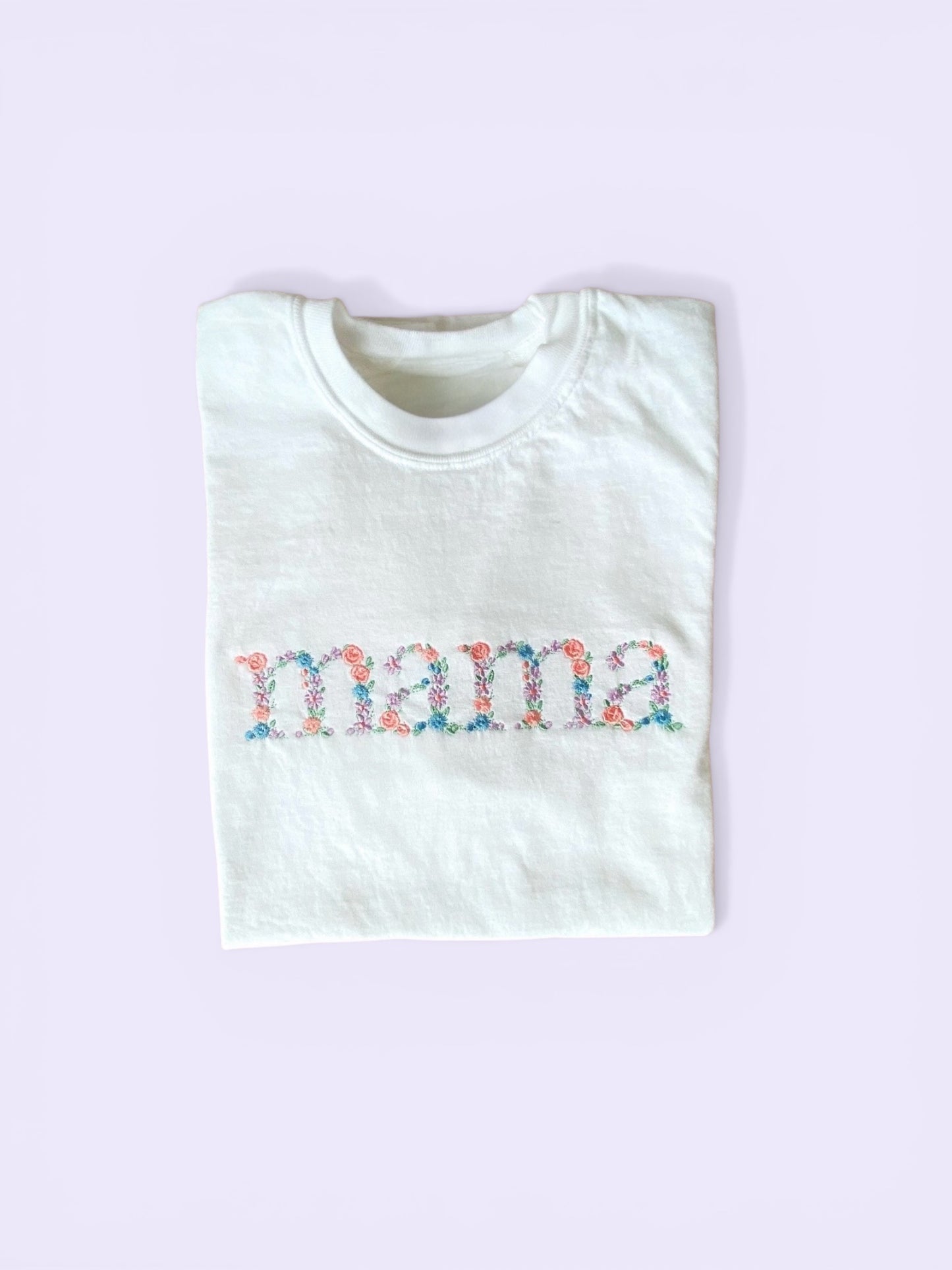 Custom Embroidered Mama T-Shirt | Floral Personalized Shirt | Mother’s Gift