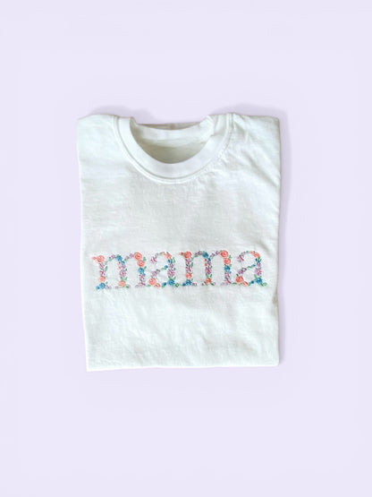 Custom Embroidered Mama T-Shirt | Floral Personalized Shirt | Mother’s Gift