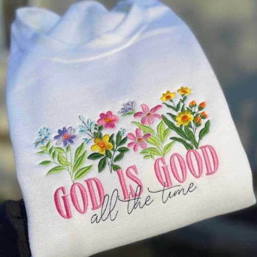 Floral God is Good Embroidered Crewneck